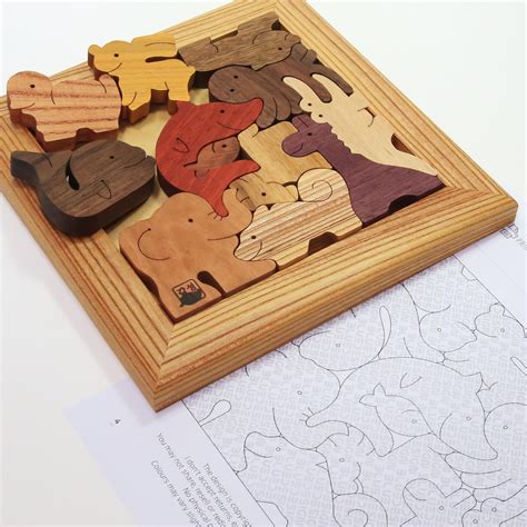 Wood Puzzle Making Plan Animal Square Puzzle Scroll Saw Plans Etsy Uk