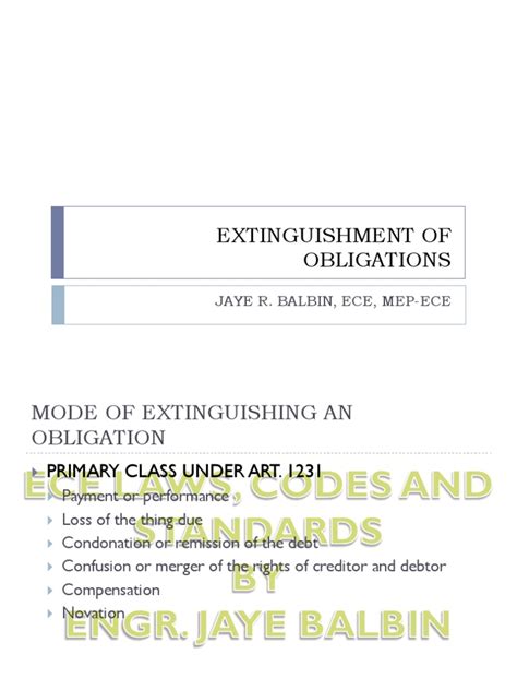 A politician, for example, has the written obligation to serve all of his constituents within the confines of the law. EXTINGUISHMENT OF OBLIGATIONS.pdf | Debtor | Creditor