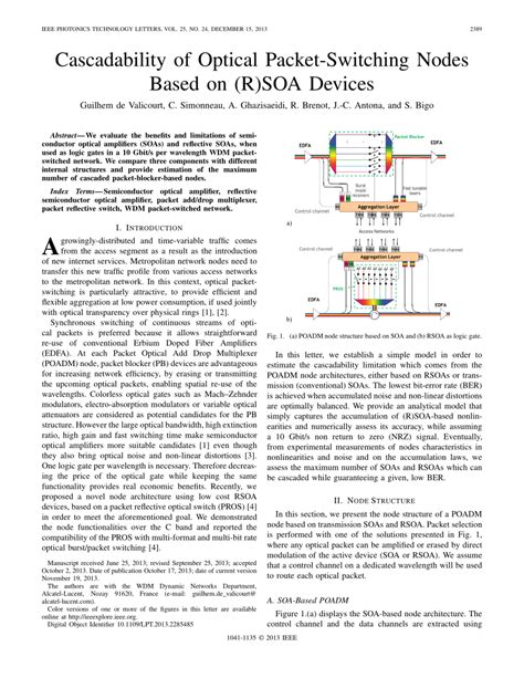 Pdf Cascadability Of Optical Packet Switching Nodes Based On Rsoa