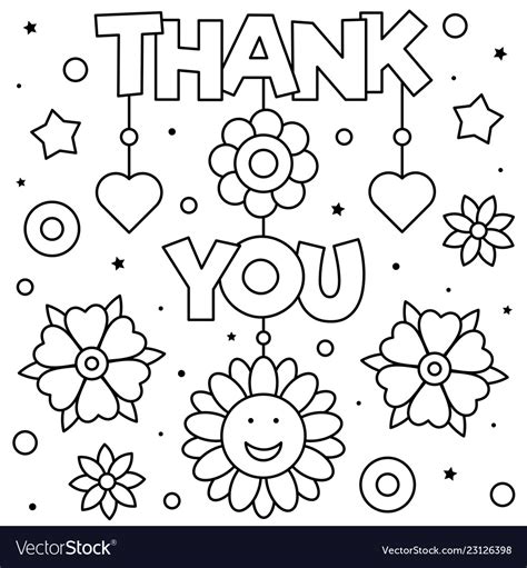 Thank you coloring page black and white Royalty Free Vector