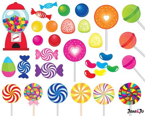 52 Candy Clipartcandy Clip Artprintablelollipop Etsy Manualidades