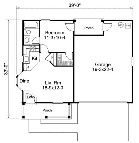 This little urban cabin is cleverly designed for it to have enough space for kitchen, living area, bathroom, nursery room, and an upstairs sleeping loft. Cottage Style House Plan - 1 Beds 1 Baths 496 Sq/Ft Plan #57-400 - Houseplans.com