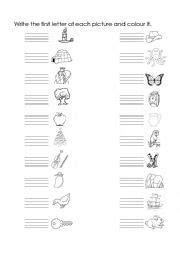 After a thoughtful gesture or a kind deed, a thank you note is a thoughtful way to let someone know that you appreciate something they've done for you. Write first letter of each picture - ESL worksheet by EjRB