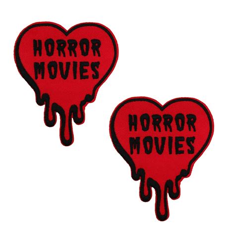 I Love Horror Movies Heart Halloween Embroidered Iron On