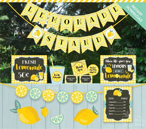 Lemonade Stand Printable Kit Sunshine Party Decor Instant Download