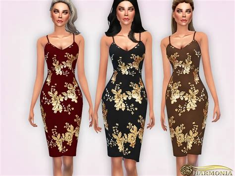 Sequin Strappy Plunge Midi Dress By Harmonia At Tsr Sims 4 Updates