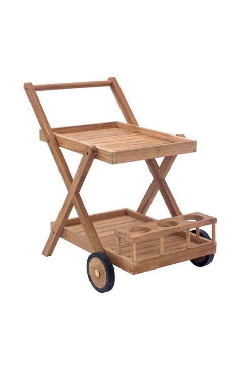 Teak Outdoor Rolling Cart Modern Furniture • Brickell Collection