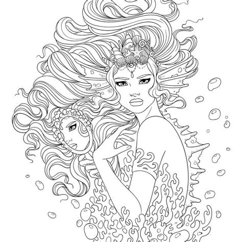 Pin On Mermaid Coloring Pages For Adults