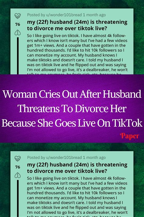 Woman Cries Out After Husband Threatens To Divorce Her Because She Goes Live On Tiktok Artofit