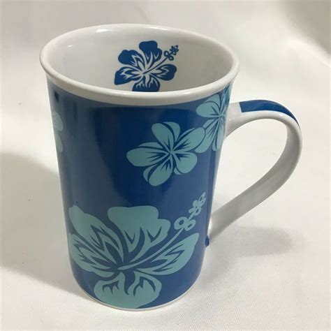 Island Treasures Hawaii Aloha Bold Hibiscus Blue Teal Porcelain