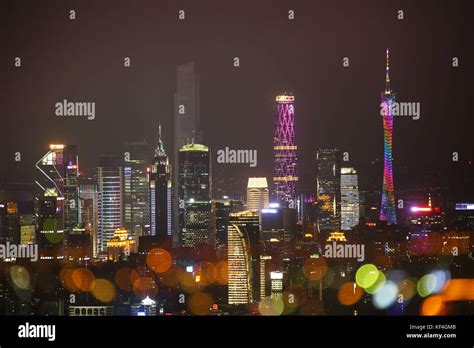 Night View Of Guangzhou City Buildingguangdong Provincechina Stock