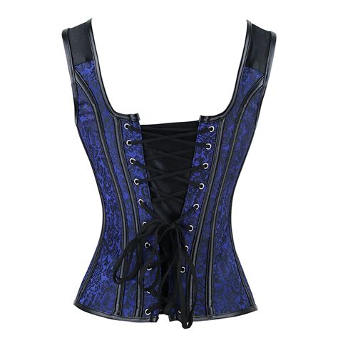Kimring Womens Gothic Jacquard Shoulder Straps Tank Overbust Corset Bustiers Overbust Corset