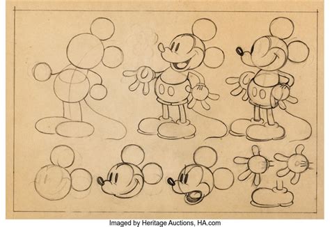 Mickey Mouse Animators Practice Model Sheet Original Art Walt Disney C