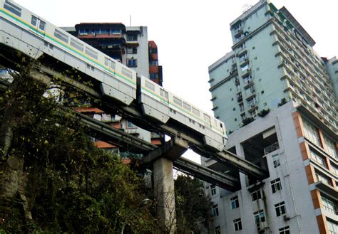 Chongqing Subway Metro Goes Through Building 01 Via Trolebus
