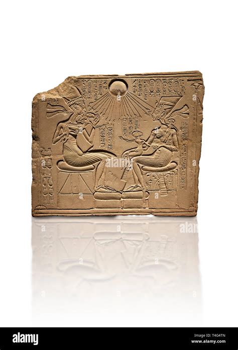 Ancient Egyptian House Altar Relief Sculpture Of Akhenaten Nefertiti