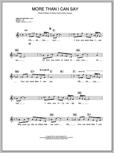 Leo Sayer More Than I Can Say Sheet Music And Chords Printable Piano