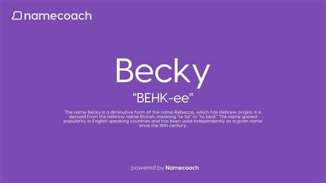 How To Pronunce Becky Youtube