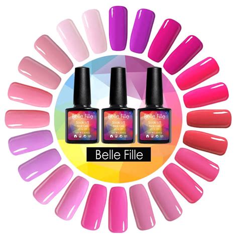belle fille newest pink series color uv gel nail polish soak off gelpolish 10ml gel lacquer uv