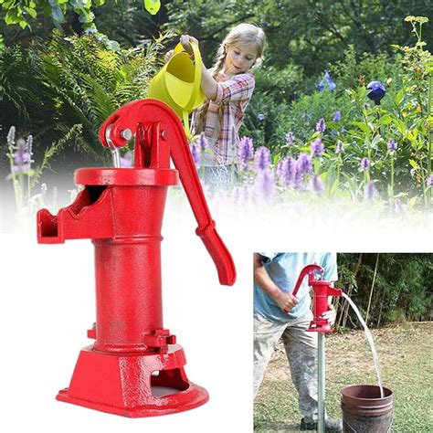 Samger Durable Antique Pitcher Hand Water Pump Cast Iron Red Hand Well Pump Ft Maximum Lift