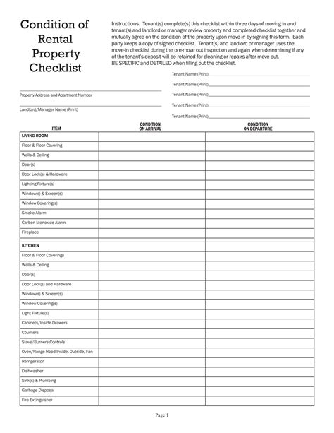 Printable Rental Inspection Checklist Template Printable Templates