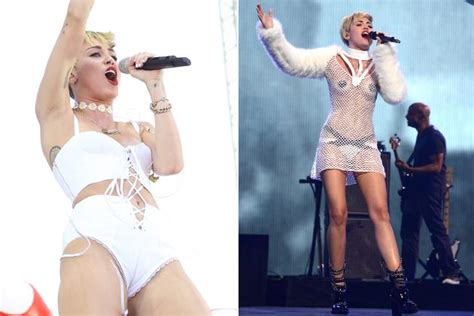 Nackt miley der cyrus bühne auf Miley Cyrus