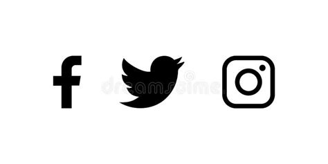 Set Of Facebook Twitter And Instagram Icons Social Media Icons Black