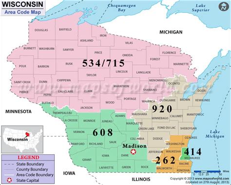 Wisconsin Area Code Map Zip Code Map