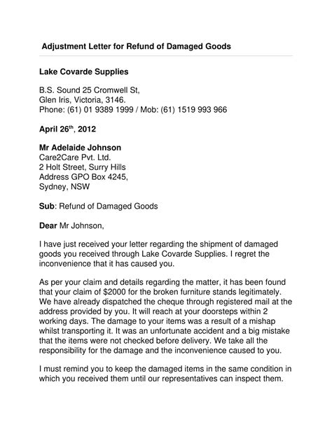 Free Printable Adjustment Letter Templates [PDF, Word] Simple