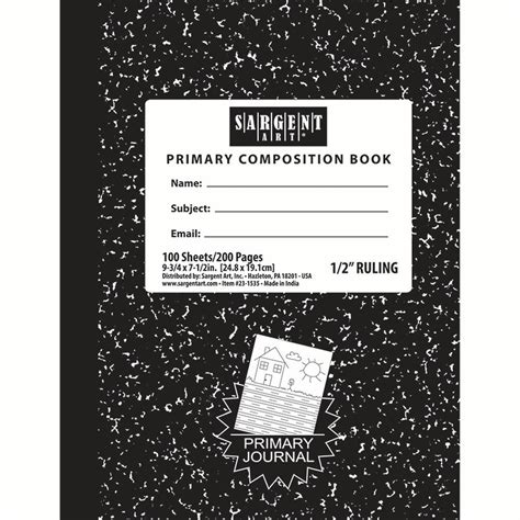 100 Sheets Hard Cover Primary Ruled Composition Notebook