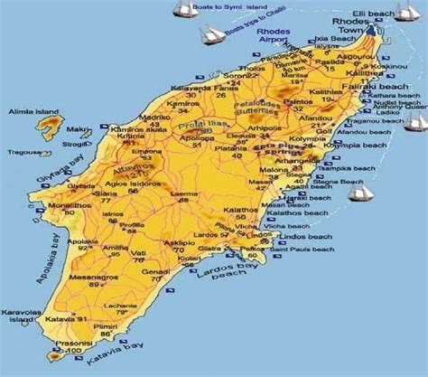 A Map Of The Greek Island Of Rhodes Greece Le De Rhodes Rhodes Ile
