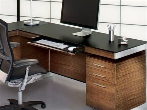 Similarly, office computer table has adequate drawers and cabinets so that you can store all your files, papers, stationery, etc. BDI Sequel 60'' x 24'' Rectangular Natural Walnut Computer Desk with Back Panel | BDI6001WL