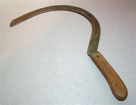 Vintage Hand Sickle Scythes With Wood Handle Village