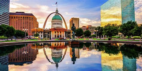 Saint Louis Missouri Old Courthouse And Arch Panoramic Reflections