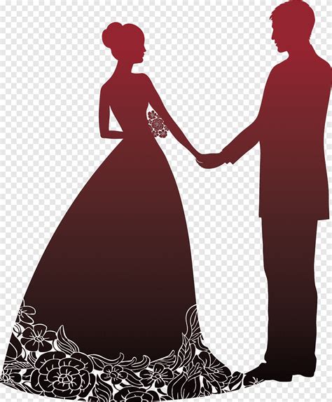 Silhouette Of Couple Holding Hands Illustration Wedding Invitation
