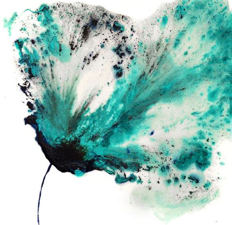 Teal Wall Art Abstract Flower Original Painting 6x6 Etsy Abstract