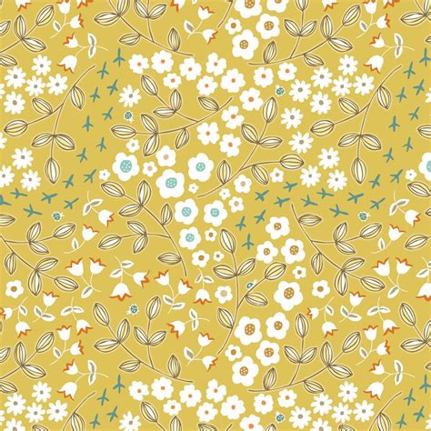 Mustard Floral Fabric Ditsy Mustard By Pattysloniger Etsy Prints