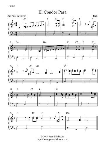 Please find links above each music excerpt. Free easy piano sheet music | Peter Edvinsson