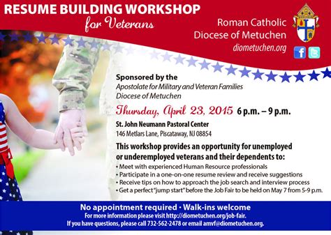 Veterans Invited To Job Fair And Resume Workshop Hosted By Diocese Of