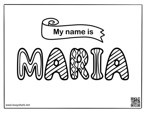 Free Name Maria Coloring Page Busy Shark