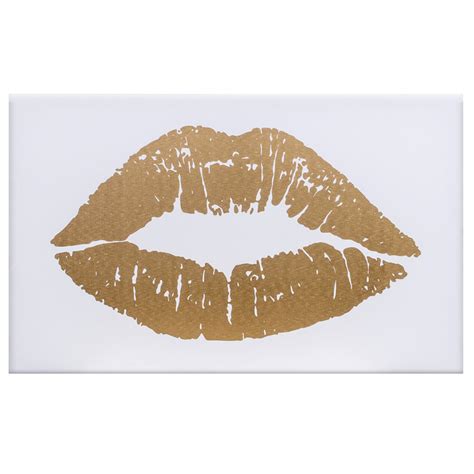 Gold lips premium canvas print. Gold Foil Kissing Lips Canvas Wall Art, 18" x 12" | At Home