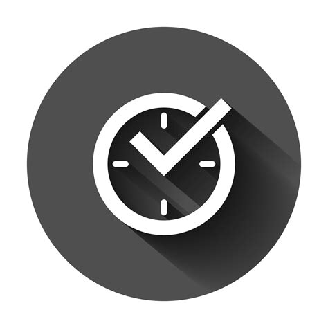 Real Time Icon In Flat Style Clock Vector Illustration On Black Round