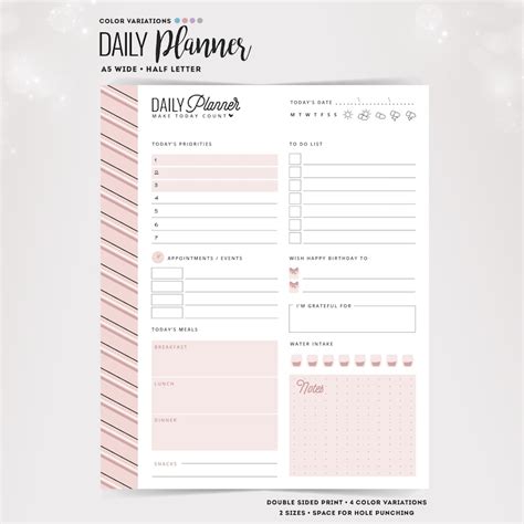 A5 Wide Daily Planner Half Letter Size Planner A5 Wide Etsy Canada