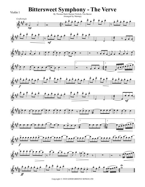 Bittersweet Symphony Sheet Music Tim Baxter String Quartet