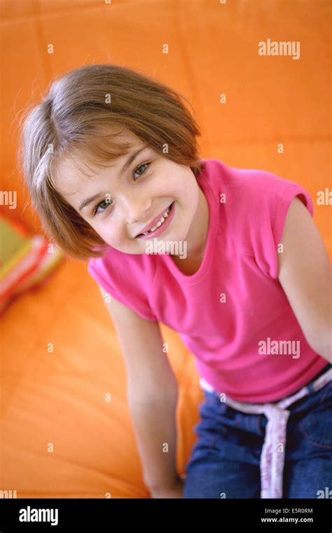 Portrait Of A 6 Year Old Girl Smiling Stock Photo Alamy