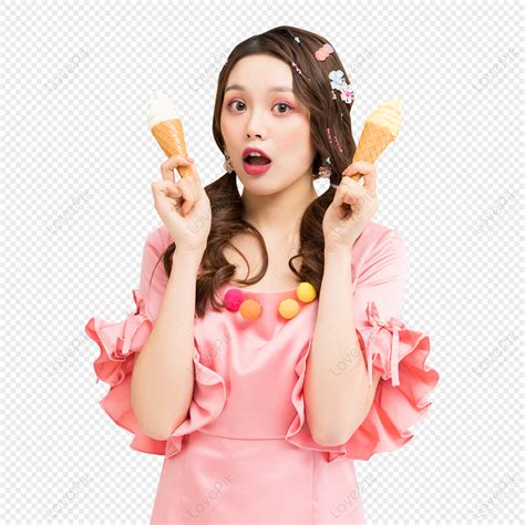 gambar gadis manis memegang es krim di tangan png unduh gratis lovepik
