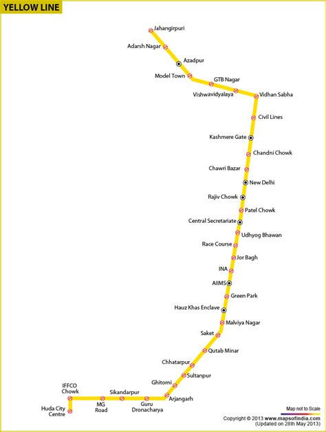 Delhi Metro Map Yellow Line