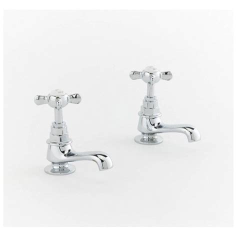 Rudge And Co Pevensey 85mm Long Reach Basin Taps Pair 1822 With Cross