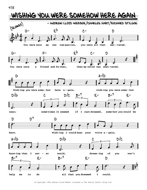 Wishing You Were Somehow Here Again High Voice Sheet Music Andrew