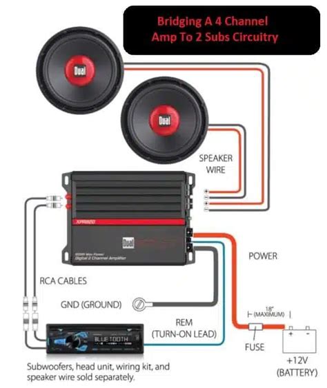 How To Bridge A 4 Channel Amp To 2 Subs Boomspeaker