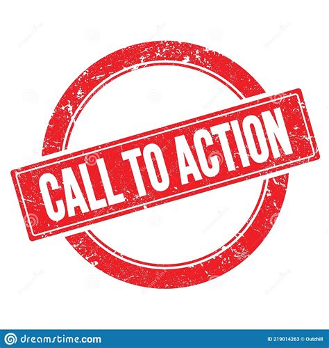 Call To Action Text On Red Grungy Round Stamp Stock Illustration